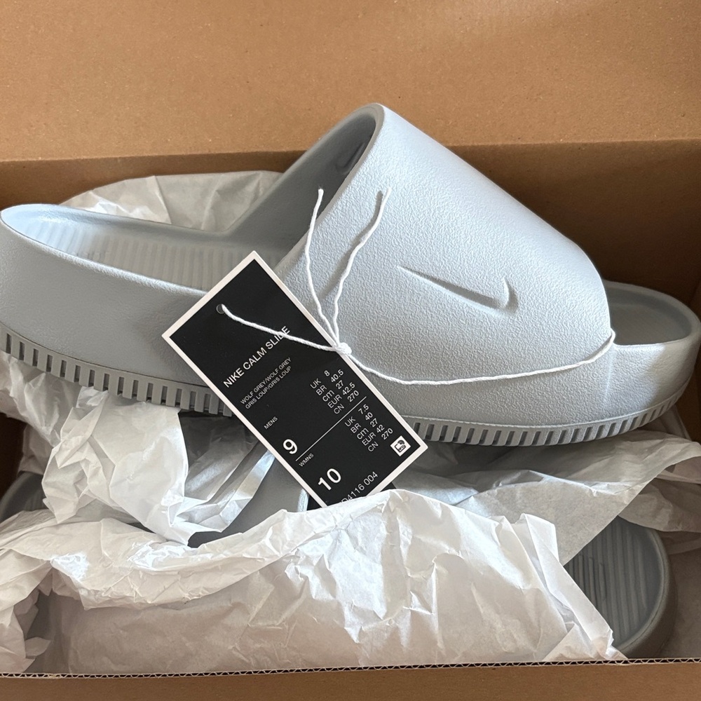 Nike Light Gray Slide Sandals